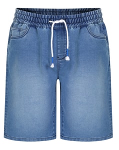 Bigdude Stretch-Denim-Shorts mit elastischer Taille in heller Waschung