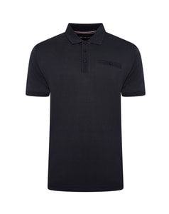 KAM Jersey-Poloshirt mit gestreiftem Jacquard-Kragen, Marineblau
