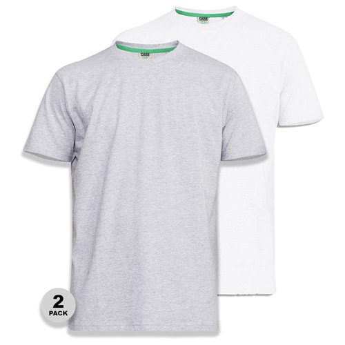 D555 Fenton 2er-Pack T-Shirts in Grau und Weiß