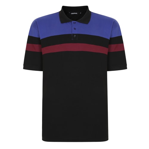 Bigdude Kontrast Cut & Sew Poloshirt Schwarz