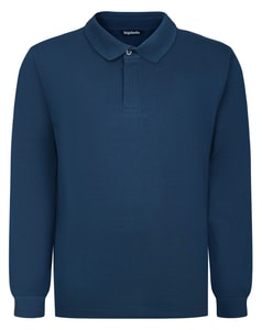 Bigdude Langarm-Polohemd mit verdeckter Knopfleiste, Marineblau