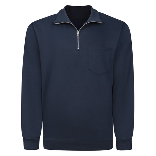 Bigdude Relaxed 1/4 Zip Polo Neck Sweatshirt Navy