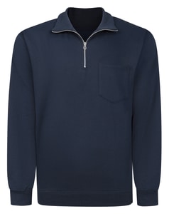 Bigdude Relaxed 1/4 Zip Polo Neck Sweatshirt Navy