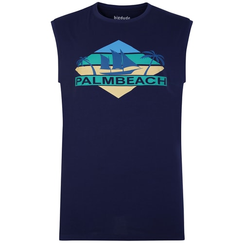 Bigdude Beach Print Ärmelloses T-Shirt Navy
