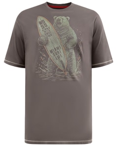 D555 Austin Surfing Bear bedrucktes T-Shirt Khaki