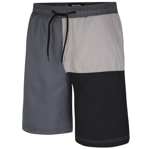 Bigdude Colour Block Badeshorts Schwarz/Anthrazit/Grau