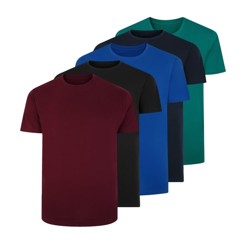 Bigdude – 5er-Pack schlichte T-Shirts, mehrfarbig, groß