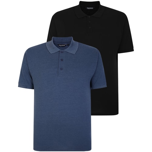 Bigdude Plain Poloshirt Doppelpack Schwarz/Denim Tall