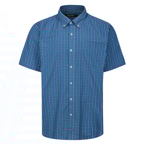 Bigdude Button-Down-Kragen Kurzarmhemd aus Popeline, blau