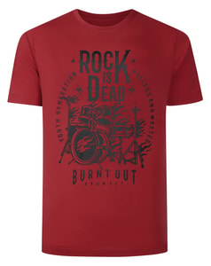 Bigdude Rock Print Kurzarm-T-Shirt, Karmesinrot