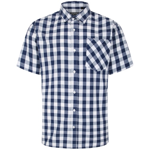 Bigdude Gingham Kurzarmhemd Marineblau