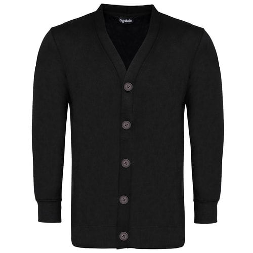 Bigdude Fleece Strickjacke Schwarz Tall Fit 