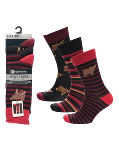 Socken mit Hochlandrind-Motiv, 3er-Pack, verschiedene Farben