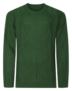 Bigdude Klassischer Zopfstrickpullover Dunkelgrün