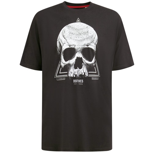 D555 T-Shirt mit einfarbigem Hucknall-Totenkopf-Print, Schwarz
