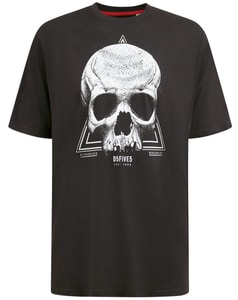 D555 T-Shirt mit einfarbigem Hucknall-Totenkopf-Print, Schwarz