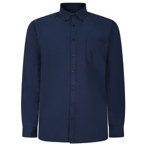 Bigdude Button-Down-Oxford-Langarmhemd, Marineblau, groß