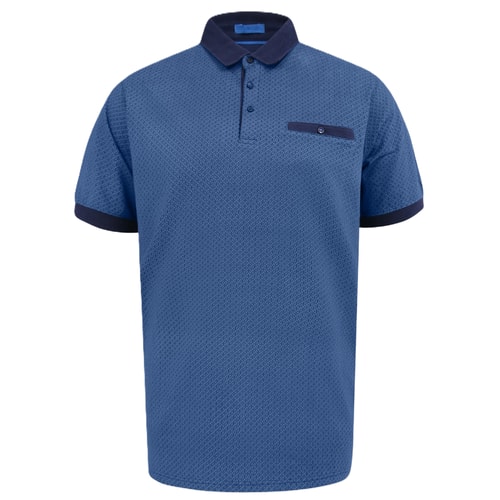 D555 Murray Jacquard AOP Polo Blau