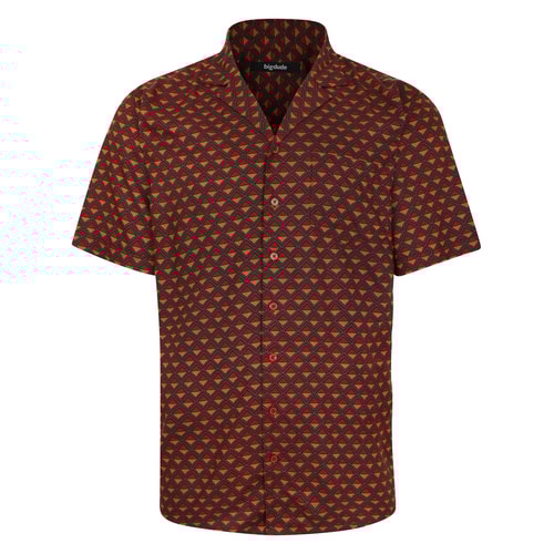 Bigdude Diamonds Viskosehemd mit entspanntem Kragen, Senfgelb