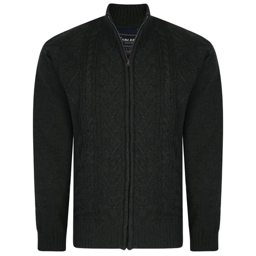 KAM Cardigan mit durchgehendem Reißverschluss, kariert, gefüttert, Waldgrün