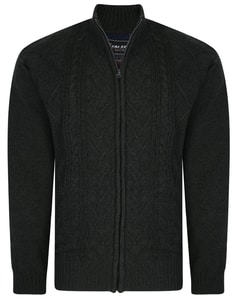 KAM Cardigan mit durchgehendem Reißverschluss, kariert, gefüttert, Waldgrün