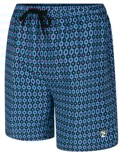Badehose mit geometrischem Kettenmuster im Spionage-Stil, blau/schwarz