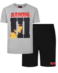 Bigdude Offiziell lizenziertes Rambo-Pyjama-Set, Grau meliert/Schwarz