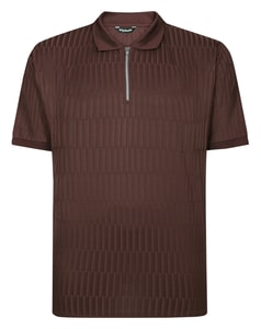 Bigdude Jacquard-Polohemd mit Reißverschluss, braun, Größe L