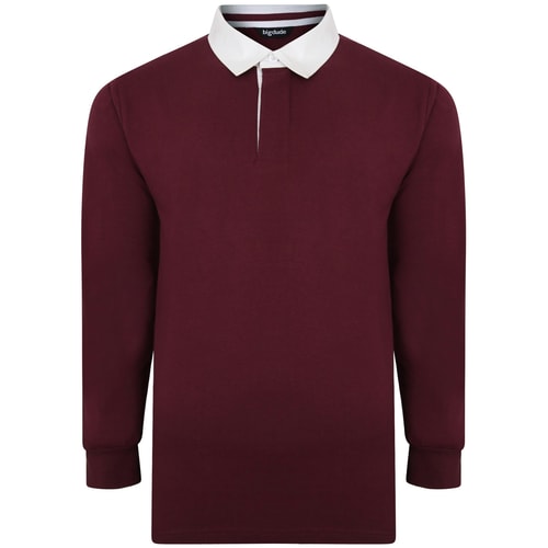 Bigdude Rugby Style Langarm Poloshirt Weinrot 