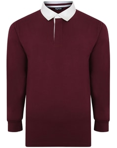 Bigdude Rugby Style Langarm Poloshirt Weinrot 