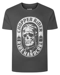 Bigdude Ride Hardcore Print T-Shirt Anthrazit Groß