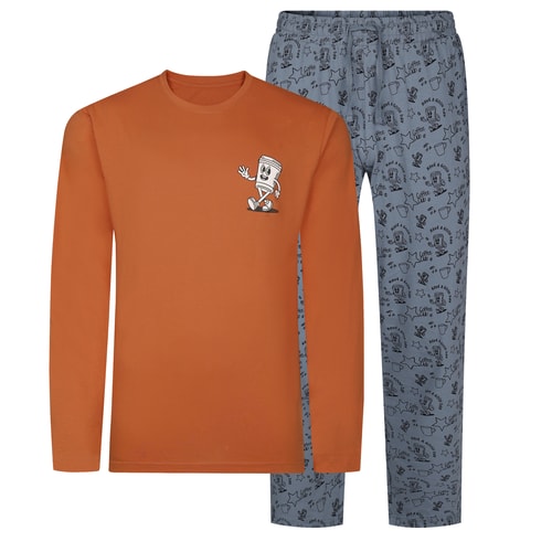 Bigdude Easy Morning Schlafanzug-Set, Farbe: Orange/Blau