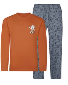 Bigdude Easy Morning Schlafanzug-Set, Farbe: Orange/Blau