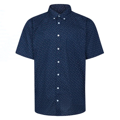 Bigdude Button-Down-Kurzarmhemd mit Streuseln, Marineblau, Größe L
