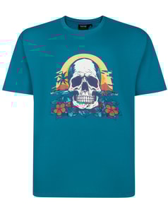 Spionage-T-Shirt mit Totenkopf-Insel-Print, Jadegrün