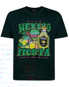 Spionage-Mexiko-Print-T-Shirt, Flaschengrün