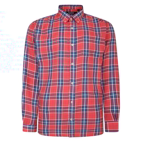 Bigdude Button-Down-Langarm-Karohemd Hellrot
