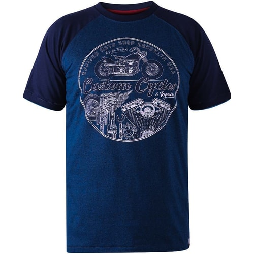 D555 Porter Custom Cycles Raglan Sleeve T-shirt Blue Twist