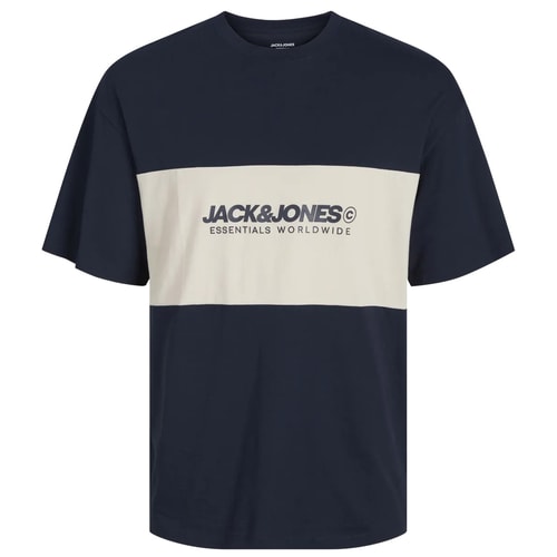 Jack & Jones – T-Shirt mit Farbblockdesign in Marineblau