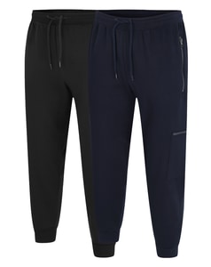 Bigdude Cargo Utility Joggers mit Reißverschluss, Doppelpack, Schwarz/Marineblau