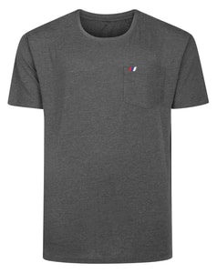 Bigdude T-Shirt mit bestickter Tasche, Anthrazit meliert