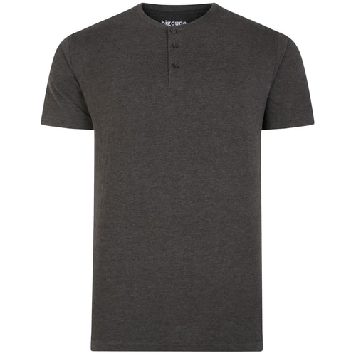 Bigdude T-Shirt mit Knopfleiste Anthrazit 