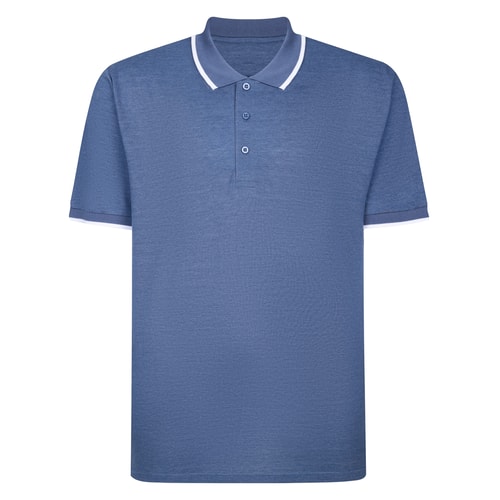 Bigdude Poloshirt mit Farbverlauf, Blau meliert