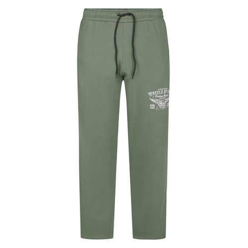 Bigdude Jogginghose mit offenem Saum und Wheels Of Fire Print, Salbeigrün
