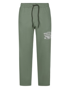 Bigdude Jogginghose mit offenem Saum und Wheels Of Fire Print, Salbeigrün