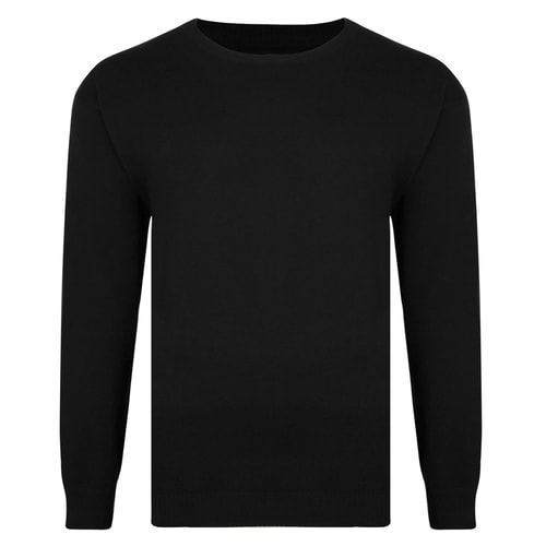 Bigdude Strickpullover mit Rundhalsausschnitt Schwarz Tall Fit