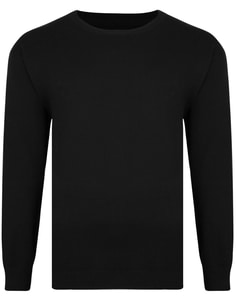 Bigdude Strickpullover mit Rundhalsausschnitt Schwarz Tall Fit