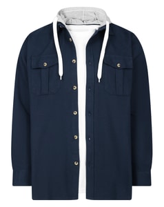 Bigdude Flanellhemd mit Kapuze, Marineblau, Größe L
