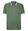 Zipped Polo With Tipping Dark Green