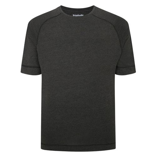 Bigdude Contrast Flatlock T-Shirt Anthrazit, groß